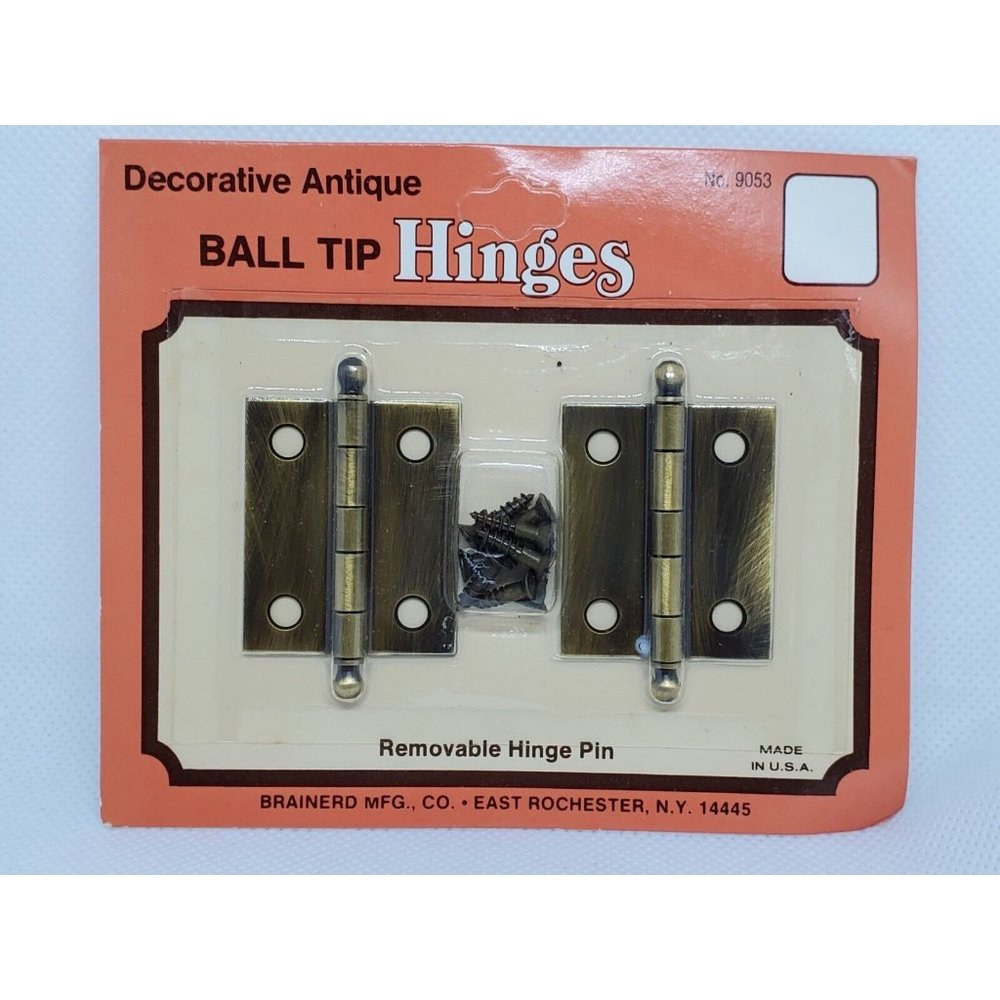 Vintage Decorative Antique Ball Tip Hinges With Removable Hinge Pins